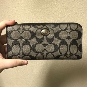 Pristine black and grey coach expanding wallet